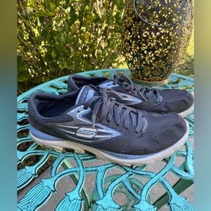 Sketchers Go Run athletic shoes, used, size 9.5, colors gray and blue